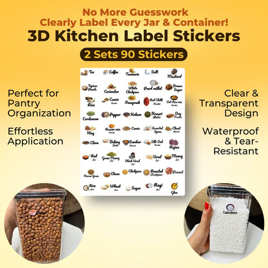 Permanent 3D Kitchen Label Stickers